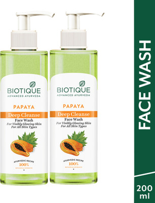 BIOTIQUE Papaya Deep Cleanse For Glowing Skin  Tan removal and Brightning Face Wash(400 ml)