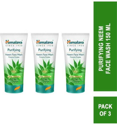 Himalaya Herbals NEEM | PREVENTS PIMPLE | TURMERIC  150 ML PACK 3 Face Wash(450 ml)