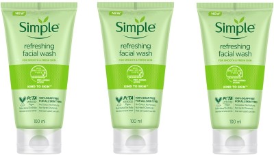 Simple Kind to Skin Refreshing Facial Wash  (Pack of 3) (100ml Each) Face Wash(300 ml)