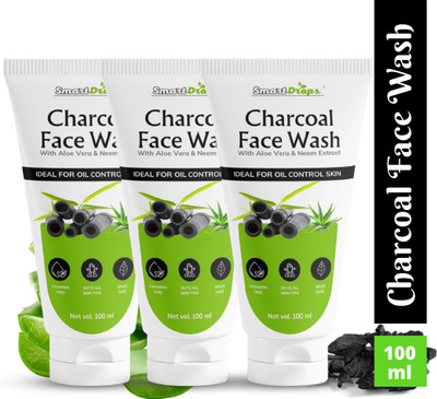 smartdrops Deep Cleansing Charcoal Wash for Acne-Prone Skin & Daily Use Face Wash(300 ml)