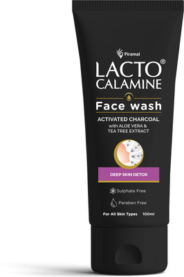 Lacto Calamine Activated Charcoal  Aloe Vera & Tea Tree Extract Deep Skin Detox Pack 1 Face Wash(100 ml)
