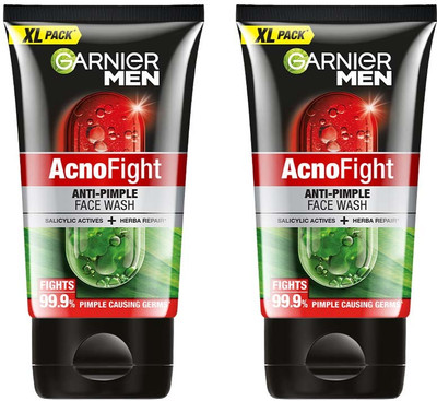 Garnier Men Acno Fight, Salicylic Acid, Repairs Skin & Balances Oils, Anti-Pimple Face Wash(300 g)
