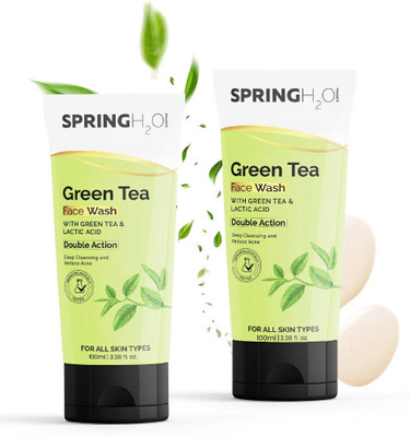 SPRING H2O Green Tea For Natural Glowing Skin, Deep Cleansing And Reduce Acne  Pack of 2 Face Wash(200 ml)