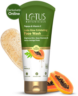 Lotus Botanicals Papaya & Vitamin E Insta Glow Exfoliating  | Gently Unclogs Pores Face Wash(100 ml)