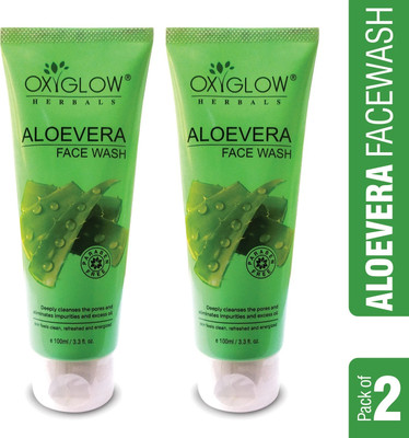 OXYGLOW Alovera ,Calms & Restores Skin,Control Excess Oil,Moisturizer,Pack of 2 Face Wash(200 g)