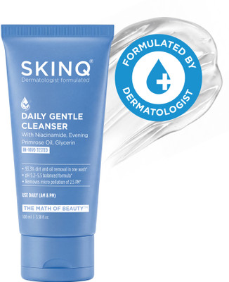 SKINQ Daily Gentle Cleanser with Evening Primrose Oil, Niacinamide & Glycerin | Removes Oil & Dirt | For All Skin Types | 100ml Face Wash(100 ml)