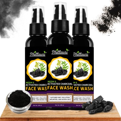 Phillauri Activated Charcoal Natural For Oil Control And Hydrating Charcoal Soothing & Moisture Face Wash(300 ml)