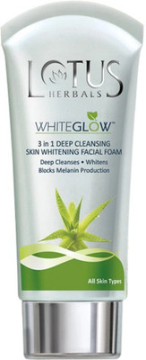 LOTUS HERBALS Whiteglow 3 In 1 Deep Cleansing Skin Whitening Facial Foam Face Wash(100 g)