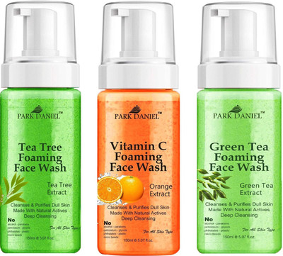 PARK DANIEL Tea Tree, Vitamin C & Green Tea  Deep Cleansing Pack of 3 150ML(450 ML) Face Wash(450 ml)