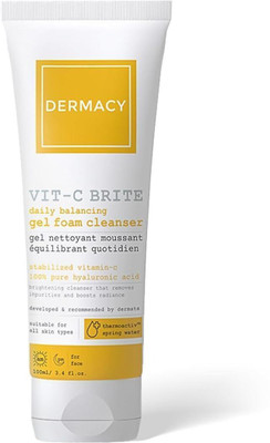 DERMACY VIT-C BRITE Daily Balancing Gel Foam Cleanser|Stabilized Vitamin-C Brighten Skin Face Wash(100 ml)