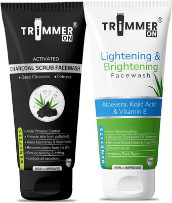 TRIMMERON Glass Skin Lightening And Brightening with Activated Charcoal Scrub Facewash Face Wash(100 g)