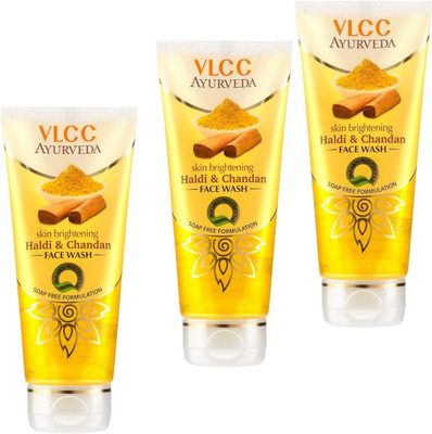 VLCC Ayurveda Skin Brightening Haldi & Chandan FaceWash - 100ml x 3 Face Wash(300 ml)