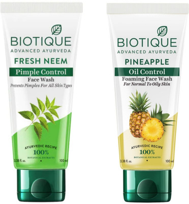BIOTIQUE Fresh Neem  100ml, Pineapple  100 ml. Face Wash(200 ml)