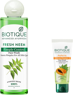 BIOTIQUE Fresh Neem  200ml & Papaya  50ml Face Wash(250 ml)
