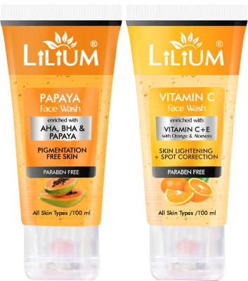 LILIUM Papaya & Vitamin C Facwash | Pigmentation & Skin Lightening | Pack of 2 Face Wash(100 ml)