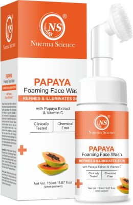Nuerma Science Papaya Foaming FaceWash with Vitamin C (Mild with No Tear Formulation) for Pigmentation Removal, Lighten Dark Spots, Clear Blemishes, Clear Excess Oil, Boost Glow & Complexion. Face Wash(150 ml)