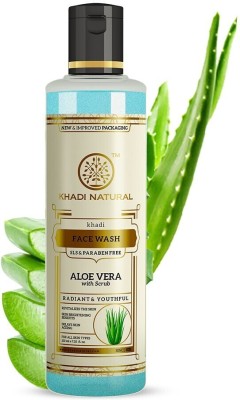 KHADI NATURAL Ayurvedic Aloevera With Scrub  Sls and Paraben Free, 210ml Face Wash(210 ml)