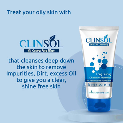 Clinsol Oil Control and Long Lasting Oil-Control Protection Facewash Pack of 2 Face Wash(140 g)
