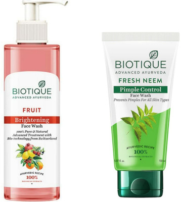 BIOTIQUE Fruit  200ml & Fresh Neem  150ml. Face Wash(350 ml)
