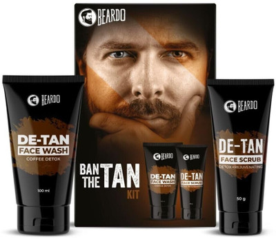 BEARDO Ban The Tan Kit | Reduces Tan for Glowing | Coffee De-Tan Face Scrub & Face Wash(150 ml)