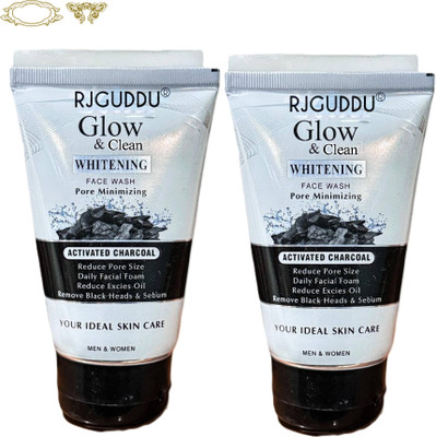 RJ GUDDU Glow & Clean Charcoal | Shine Control (Pack of 2) Face Wash(200 g)