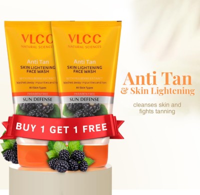 VLCC Anti Tan Skin Lightening  - 150ml X 2 Buy One Get One (300ml) | With Mulberry & Orange Peel Extract Face Wash(300 ml)