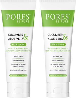 PORES BE PURE Cucumber Aloe Vera Face Cleanser for Men & Women | Instant Refreshing pH Balanced Chemical Free Face Wash(200 ml)