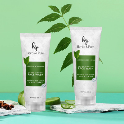 Herbs and Pure Intense Purifying Neem and Salicylic  for Acne Control(200 ML) Set of 2 Face Wash(200 ml)
