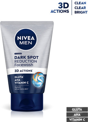 Nivea Men Dark Spot Reduction with 10X Vitamin C Effect, Licorice Cleanser for All Skin Face Wash(100 g)