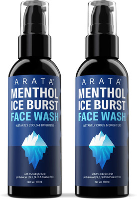 ARATA Menthol Ice Burst with 1% Salicylic Acid | Treats Pimples & Acne| All Skin Types Face wash Face Wash(200 ml)
