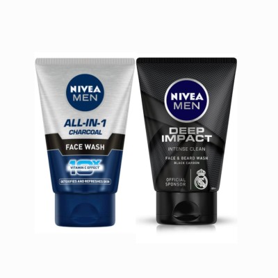 NIVEA All In one & Deep Impact100ml Facewash Set of 2 Face Wash(200 g)