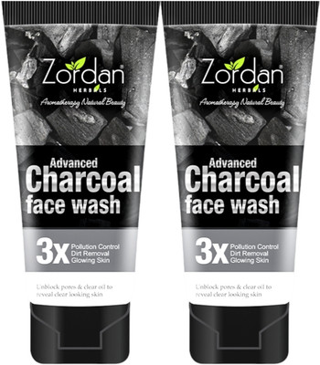 ZORDAN Advanced Charcoal  for Pollution Control I Dirt Removal & Clear Oil of your face (60ml x 2) Face Wash(120 ml)