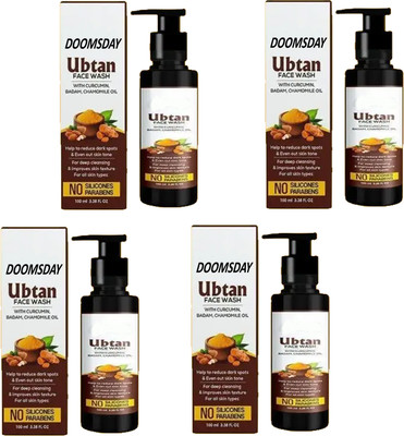 DOOMSDAY UBTAN FACEWASH WITH CURCUMIN ALMOND OIL & CHAMOMILE OIL PACK OF 4 Face Wash(400 ml)
