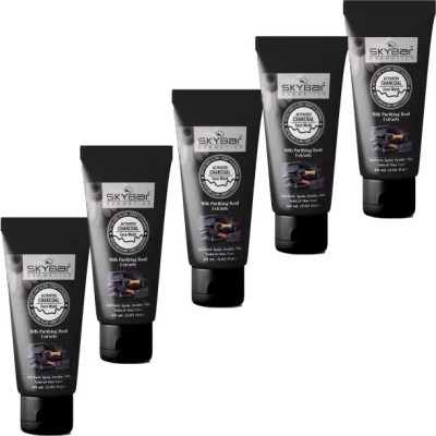 SKYBAR ACTIVE CHARCOAL FACEWASH FOR ANTI DARK SPOTS & HEALTHY SKIN 5*60ml Face Wash(300 ml)