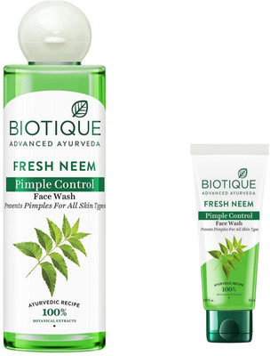BIOTIQUE Fresh Neem 50Ml & Fresh Neem 200Ml  ( Pack 0f 2) Face Wash(250 ml)