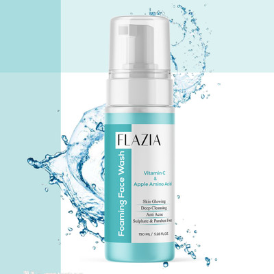 FLAZIA Vitamin C Foaming Face wash for Skin Brightning and Deep Skin Cleansing inriched with Apple amino extract - Vitamin B5-B3 and Aloe Vera [150 ML] Face Wash(150 ml)