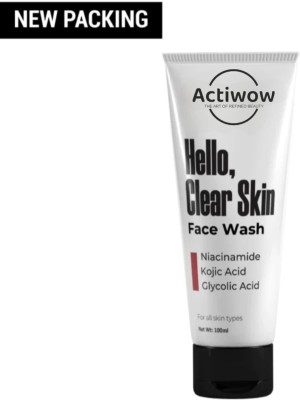 ACTIWOW Hello Clear Skin  | Kojic Acid | Niacinamide | Glycolic Acid | for Acne, Acne mark Face Wash(99.1 g)