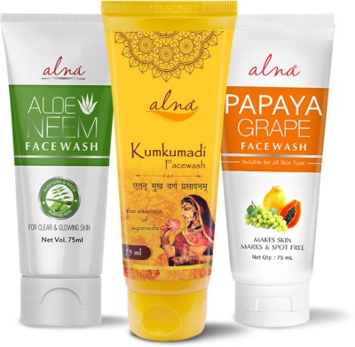 ALNA Aloe Neem + Kumkumadi + Papaya Grape |For Clear & Glowing Skin| Face Wash(225 ml)