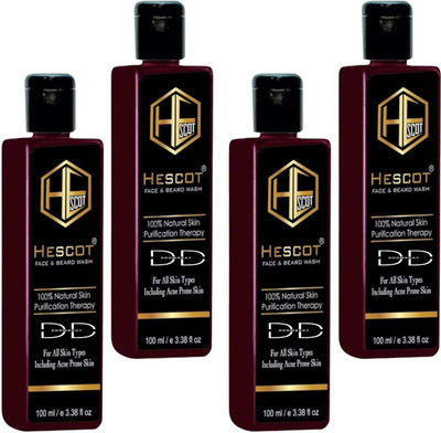 DOOMSDAY HESCOT FACE & BEARD WASH FOR NATURAL CLEANING PACK OF 100ml x 4 Face Wash(400 ml)