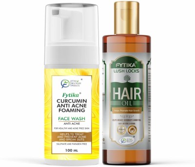 FYTIKA HEALTHCARE PRODUCTS Fytika Anti-Acne Foaming  + Lush Locks Hair Oil - Combo Pack Face Wash(200 ml)
