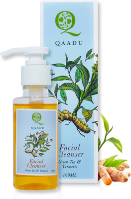 Qaadu Facial Cleanser | Green Tea & Turmeric Extract (100 ml) Face Wash(100 ml)