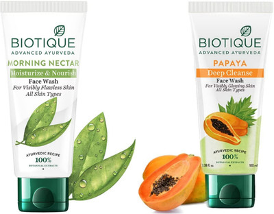 BIOTIQUE Morning Nector & Papaya 100ml Facewash Set of 2 Face Wash(200 ml)