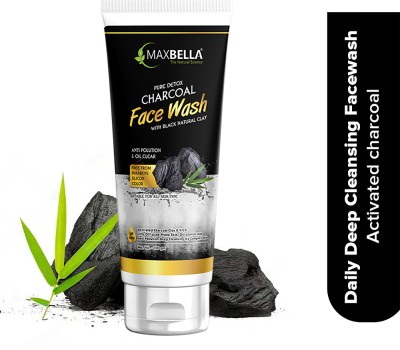 MaxBella Charcoal , Fights Pollution and Acne, Oil Control For Men & Women | Activated Charcoal Anti-Pollution for Deep Pore Cleaning | Removes Dirt & Impurities | Suitable for Acne Prone Skin  Face Wash(100 g)