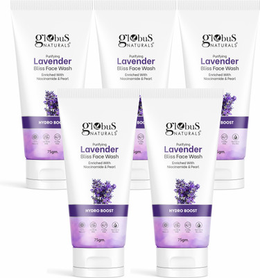Globus Naturals Purifying Lavender , Enriched With Niacinamide & Pearl, Hydro Boost Formula, Natural, Gentle & Mild Face Wash(375 g)