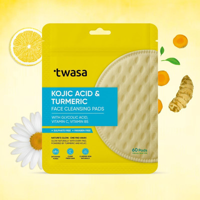 Twasa Kojic Acid Cleansing for Dark Spots, Skin Brightening & Fights Acne 60 Pads Face Wash(92 g)