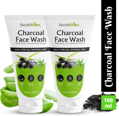 smartdrops Deep Cleansing Charcoal Wash for Acne-Prone Skin & Daily Use Face Wash(200 ml)