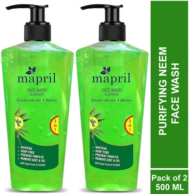 MAPRIL Neem/Aloevera |Deep Cleasing |Prevent Acne |Anti Bacterial  250ml Each Face Wash(500 ml)