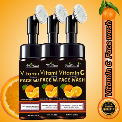Phillauri Glow, Lightening & Brightening Vitamin C Foaming With Built in Brush Face Wash(450 ml)