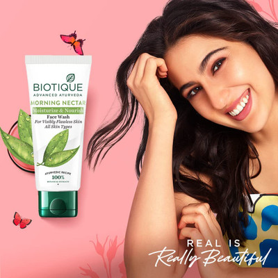 BIOTIQUE Morning Nectar Moisturise & Nourish|Wild Turmeric, Neem Leaves, & Morning Nectar|Visibly Flawless Skin | Each 100ml Face Wash(100 ml)
