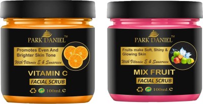 PARK DANIEL Vitamin C & Fruit Extract Face Cleanser Scrub Hydrate Skin Pack of 2 of 100 ML Face Wash(200 ml)